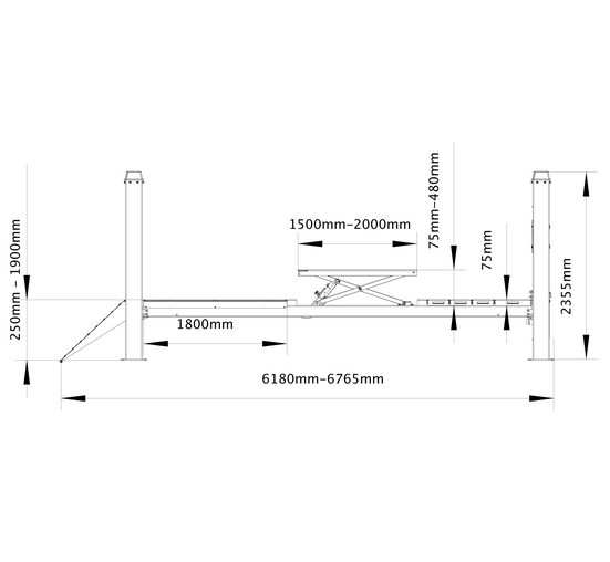 Pont 4 colonnes avec double élévateur à ciseaux